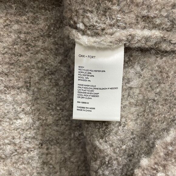 Oak + Fort Large NEW Taupe Sweater Polyester Wool Blend - Picture 4 of 5